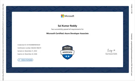 Microsoft Certified: Azure Developer Associate