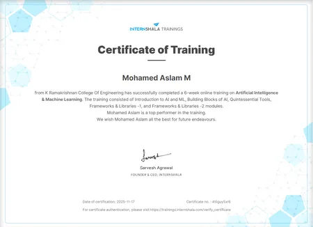 Portfolio - Mohamed Aslam M | Codebasics