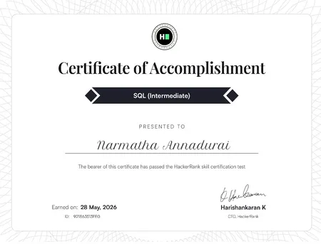 Certification Tests SQL (Intermediate)