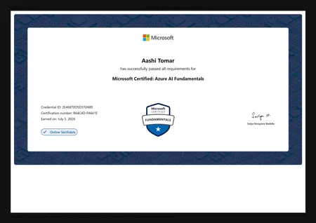 Microsoft Certification: Azure Al Fundamentals