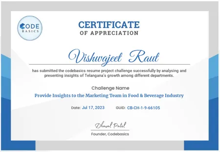 Portfolio - Vishwajeet Raut | Codebasics