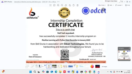 Machine learning with python internship