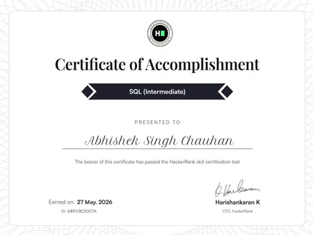 SQL Intermediate Hacker Rank