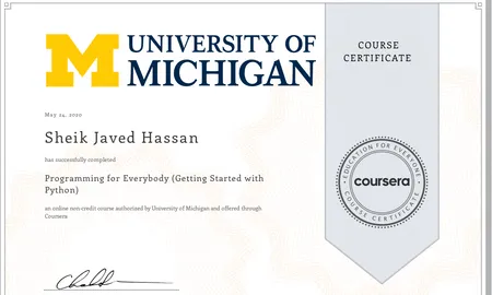 Coursera Certified Python Programmer: Achieved certification in Python programming