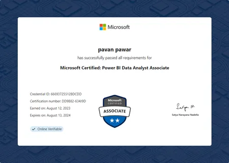 Microsoft certified: Power BI Data Analyst Associate