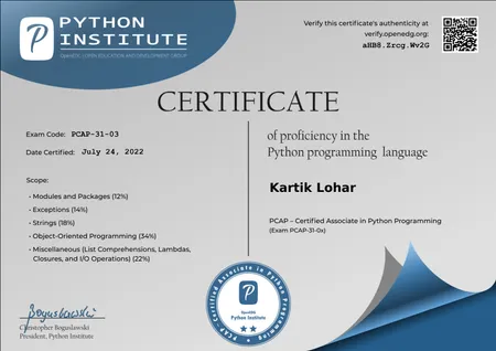Python Certified Associate Professional (PCAP)