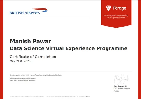 Data Science Virtual Experience Programme BY British Airways