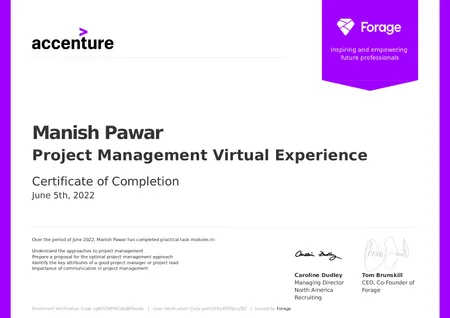 Project  Managment by Accenture _Certificate
