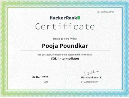 HackerRank SQL (Intermediate) Certificate