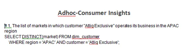 Ad-hoc Insights(Consumer Goods)