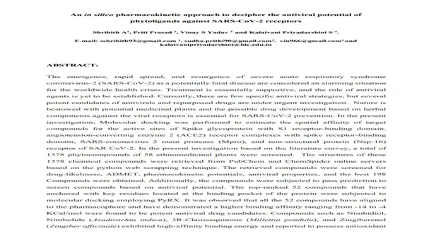 In Silico Drug Discovery Project for SARS-CoV-2