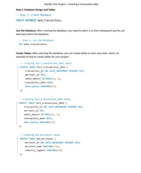 My First SQL Project: Building a Bank Transaction Database