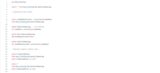 Nashville Housing Data for Data Cleaning