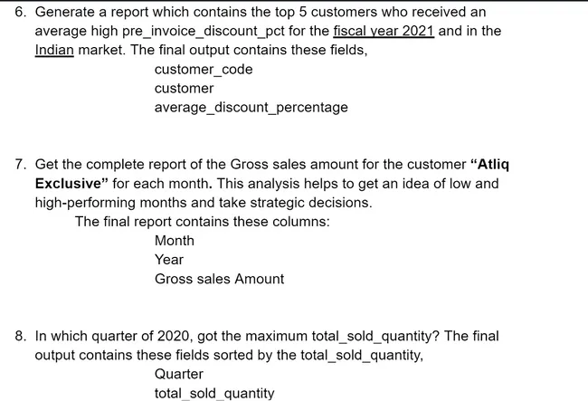 Provide The Insights To Management to in Consumer Goods Domain