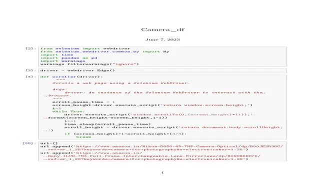Data Collection and Preprocessing of Camera Products on Amazon