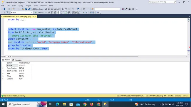 COVID-19 Data Exploration Using SQL