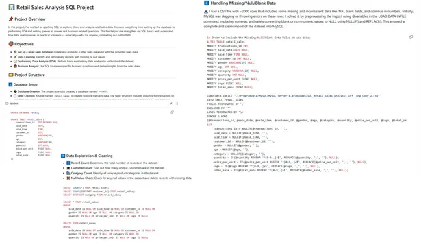 Retail Sales Analysis using MySQL