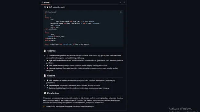 Retail Sales Analysis using MySQL