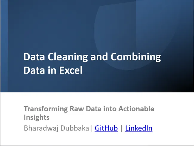 Project: Data Cleaning and Combining Data in Excel