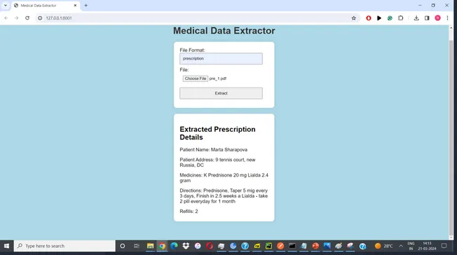 Empowering HealthCare with AI : Extracting Medical Data from Documents