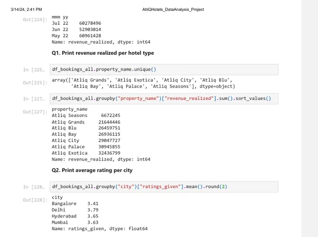 Atliq Hotels Data Analysis Project Using Pandas