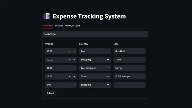 Expense Tracking System