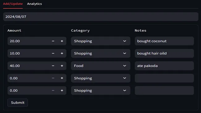 Expense Tracking System