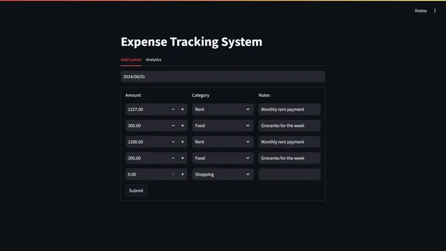 Expense Tracking System