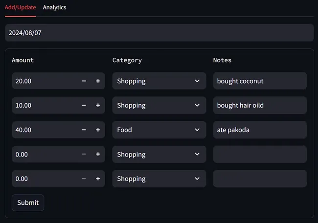 Expense Tracking System