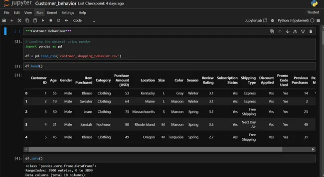 Customer Shopping Behavior Analysis