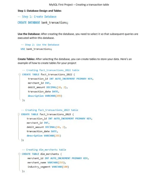 My First SQL Project: Building a Bank Transaction Database