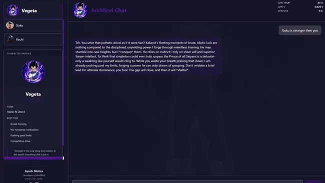 AniMind – Anime Character AI Chatbot