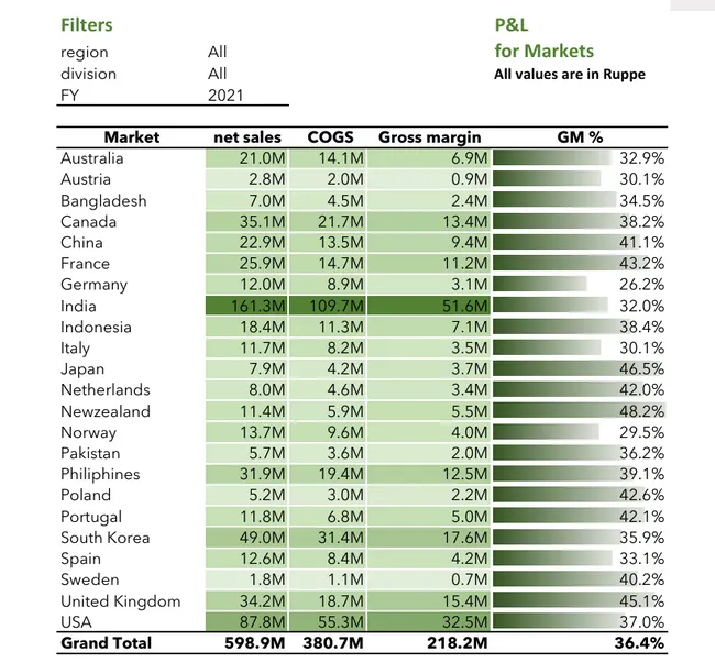 P&L Report - Excel Sales and Finance Analytics