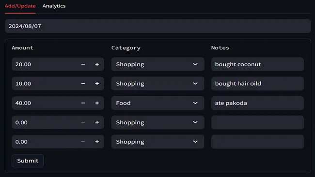 Expense Tracking System