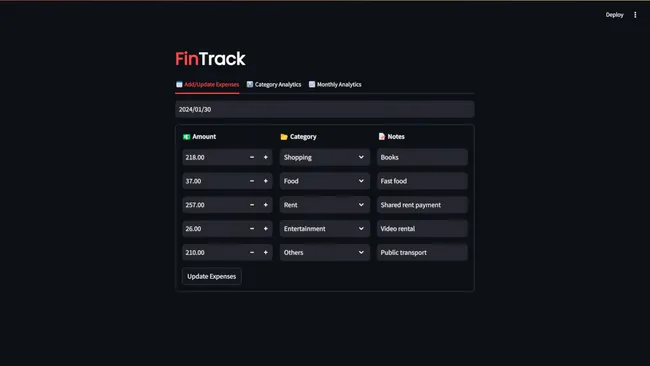 FinTrack – Expense Tracking Web App