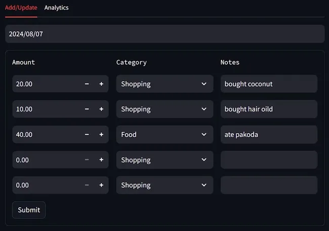 Expense Tracking System
