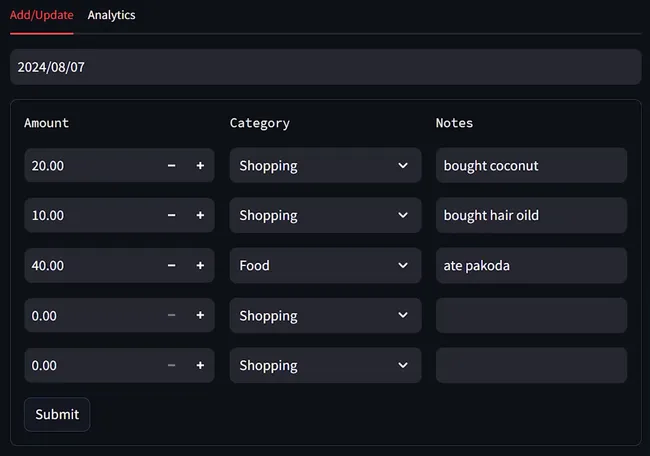 Expense Tracking System