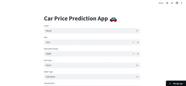 Used Car price prediction web App