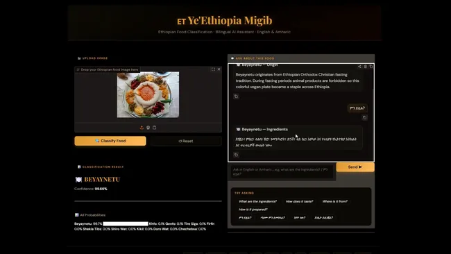 Ethiopian Cuisine Classification + Bilingual NLP Assistant
