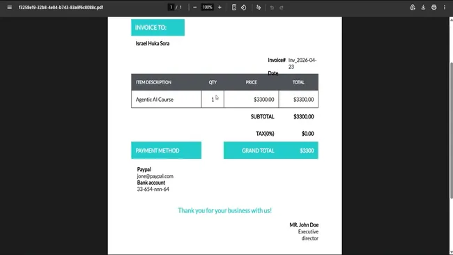 Automated Invoice Extraction & PDF Generation using n8n