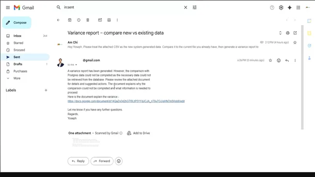 Automated Variance Report Generation using n8n AI Agent