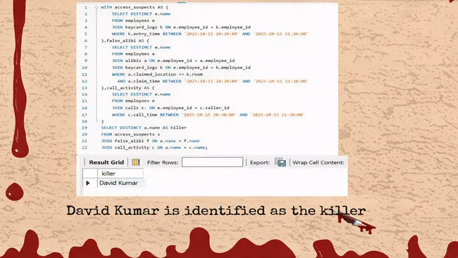SQL Murder Mystery🕵️