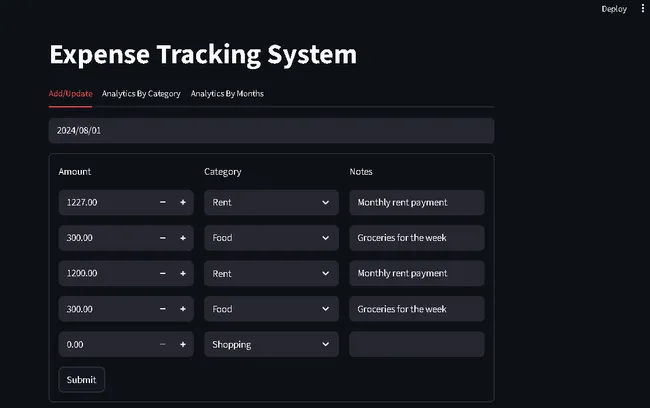 Expense Tracking System