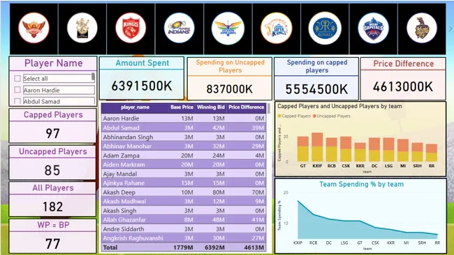 IPL Auction 2024 – Data Analytics Dashboard