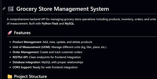 Grocery Store Management System – Flask & MySQL Backend