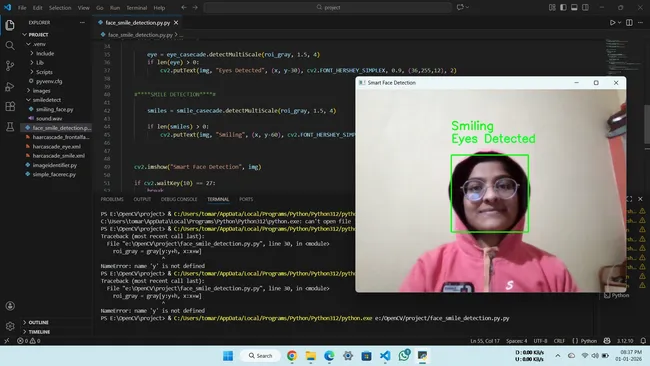 SmileSense – Real-Time Face, Eye & Smile Detection