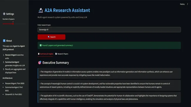 A2A Research Agent for ArXiv