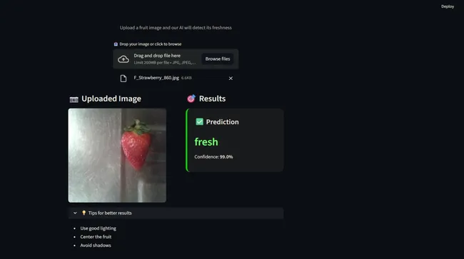 FreshCheck AI – Fresh vs Spoiled Fruit Classifier