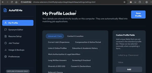 SwiftApply: A privacy-first, ultra-fast Chrome extension designed to make filling job applications effortless.