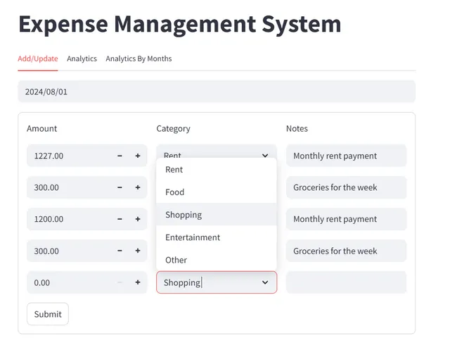 Expense Tracking System